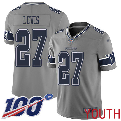 Youth Dallas Cowboys Limited Gray Jourdan Lewis #27 100th Season Inverted Legend NFL Jersey->youth nfl jersey->Youth Jersey